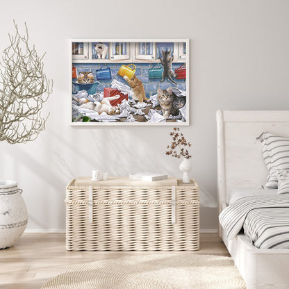 Naughty Cat - Full Round Drill Diamond Painting 40*30CM