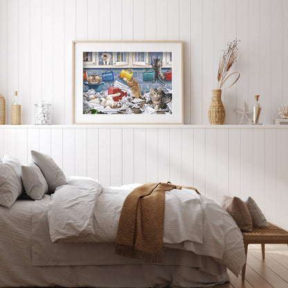 Naughty Cat - Full Round Drill Diamond Painting 40*30CM