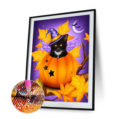 Pumpkin Cat - Full Round Drill Diamond Painting 30*40CM