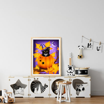 Pumpkin Cat - Full Round Drill Diamond Painting 30*40CM