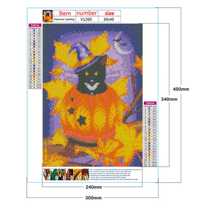 Pumpkin Cat - Full Round Drill Diamond Painting 30*40CM