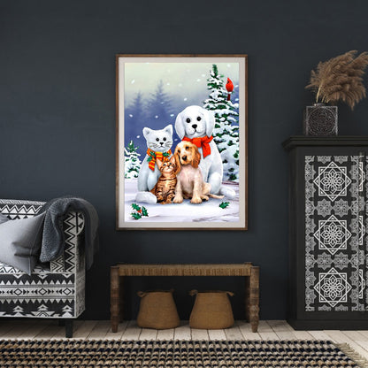 Cat Dog - Full Round Drill Diamond Painting 30*40CM