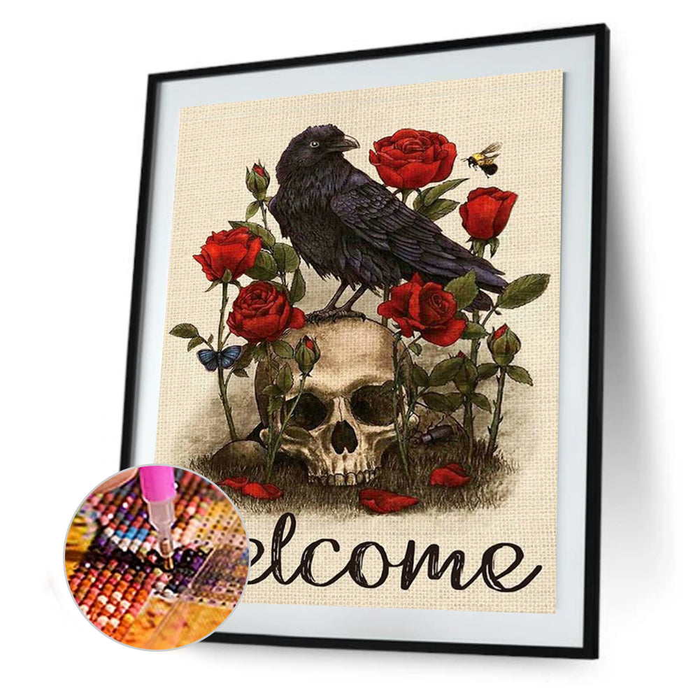 Rose Skull - Full Round Drill Diamond Painting 30*40CM