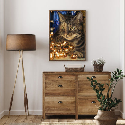 Cat Lamp - Full Round Drill Diamond Painting 30*40CM