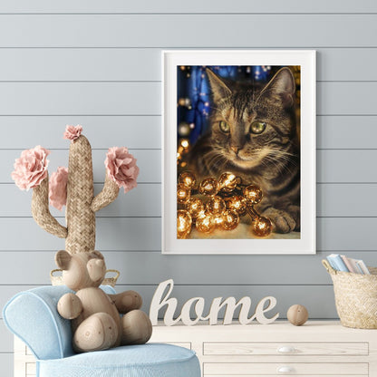 Cat Lamp - Full Round Drill Diamond Painting 30*40CM