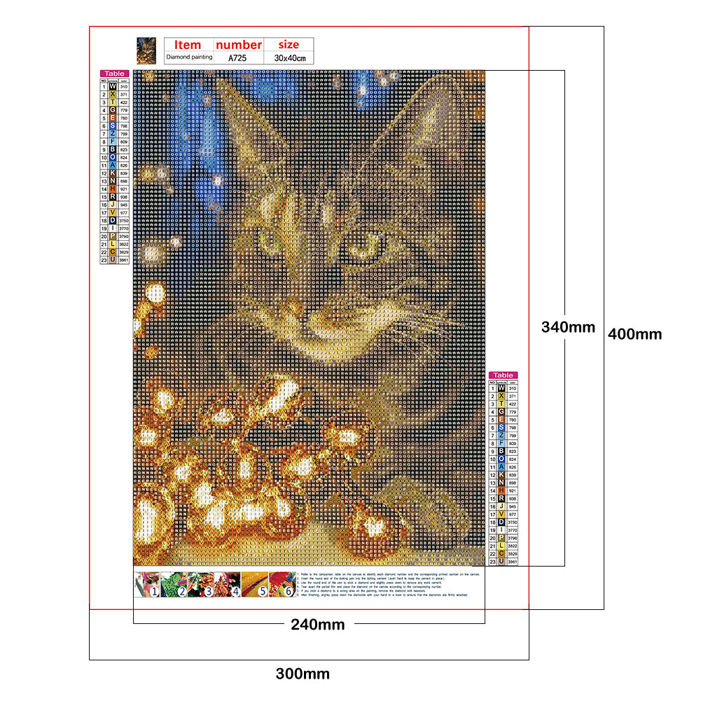 Cat Lamp - Full Round Drill Diamond Painting 30*40CM