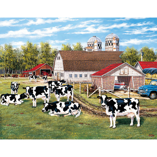 Village Cows - Full Round Drill Diamond Painting 50*40CM