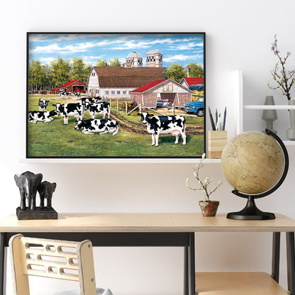 Village Cows - Full Round Drill Diamond Painting 50*40CM