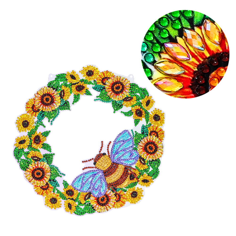 5D Ponit Drill Diamond Painting Crystal Wreath Mosaic Door Hanging Decor