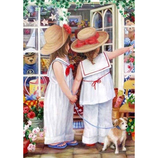 Two Girls - Full Round Drill Diamond Painting 30*40CM