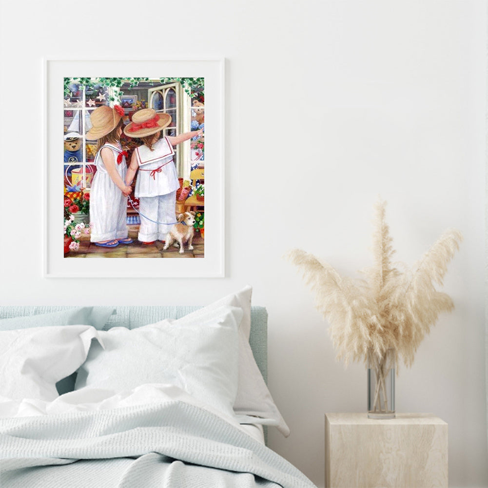 Two Girls - Full Round Drill Diamond Painting 30*40CM