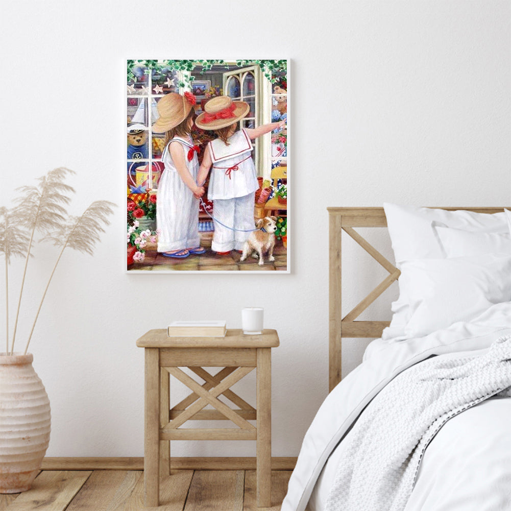 Two Girls - Full Round Drill Diamond Painting 30*40CM