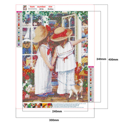 Two Girls - Full Round Drill Diamond Painting 30*40CM