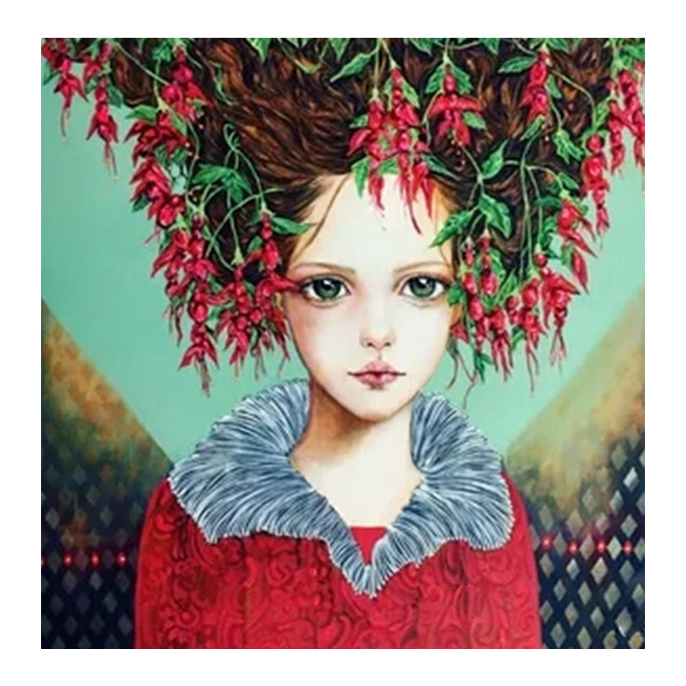 Flower Girl - Full Round Drill Diamond Painting 30*30CM