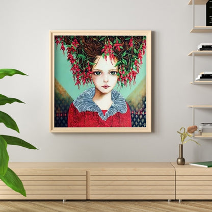 Flower Girl - Full Round Drill Diamond Painting 30*30CM