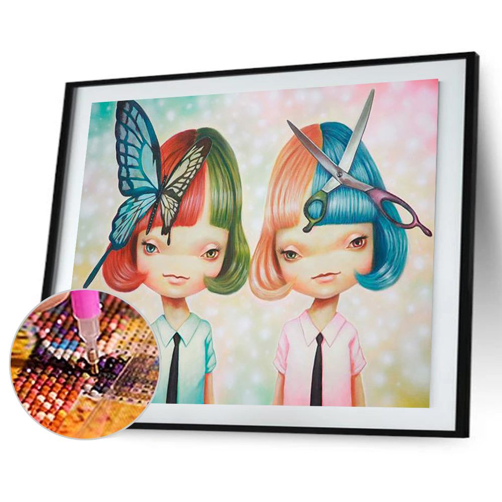 Twin Girls - Full Round Drill Diamond Painting 50*40CM