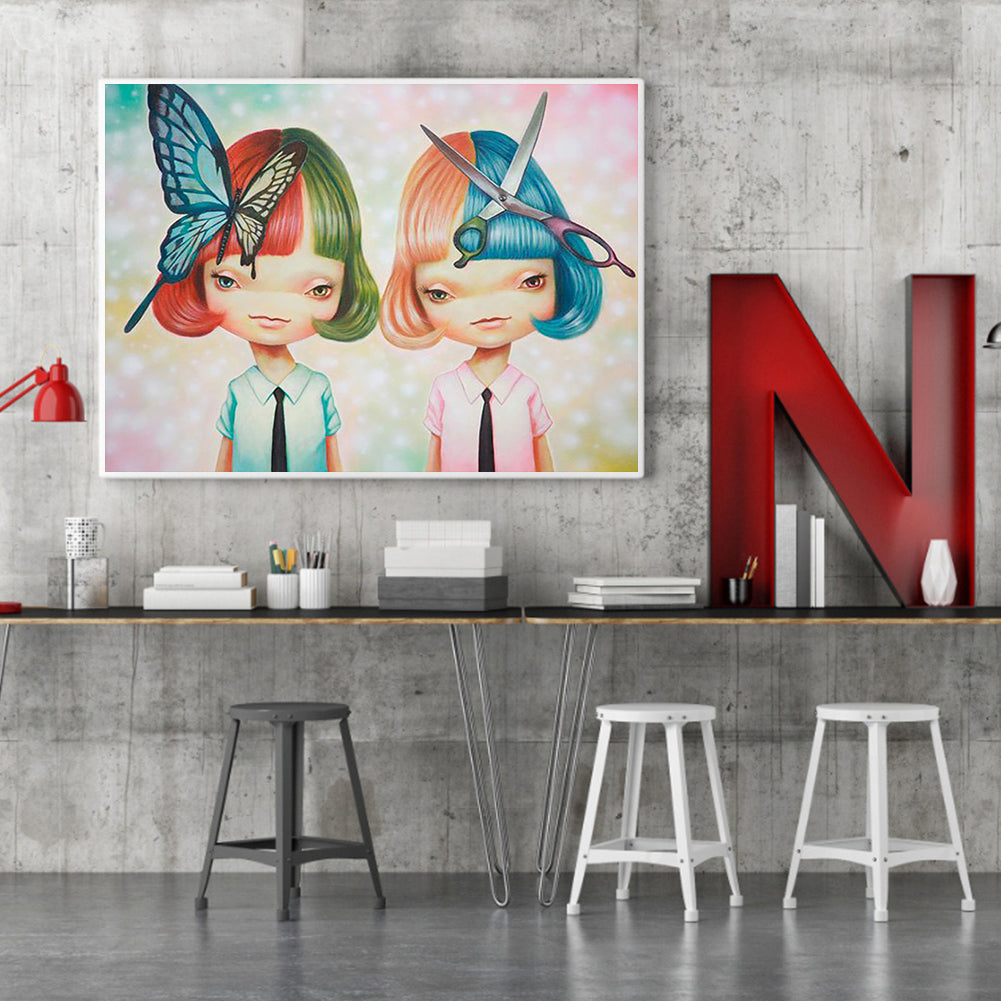 Twin Girls - Full Round Drill Diamond Painting 50*40CM