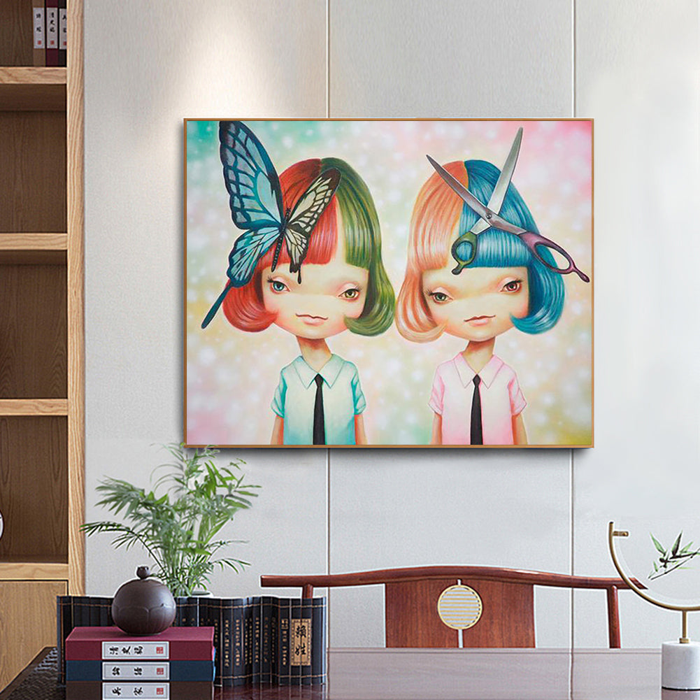 Twin Girls - Full Round Drill Diamond Painting 50*40CM
