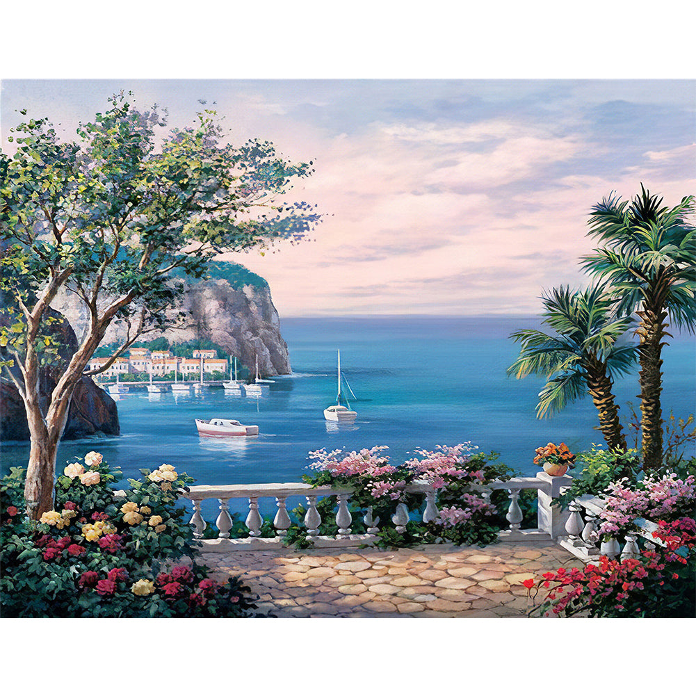 Seaside Garden - Full Round Drill Diamond Painting 50*40CM