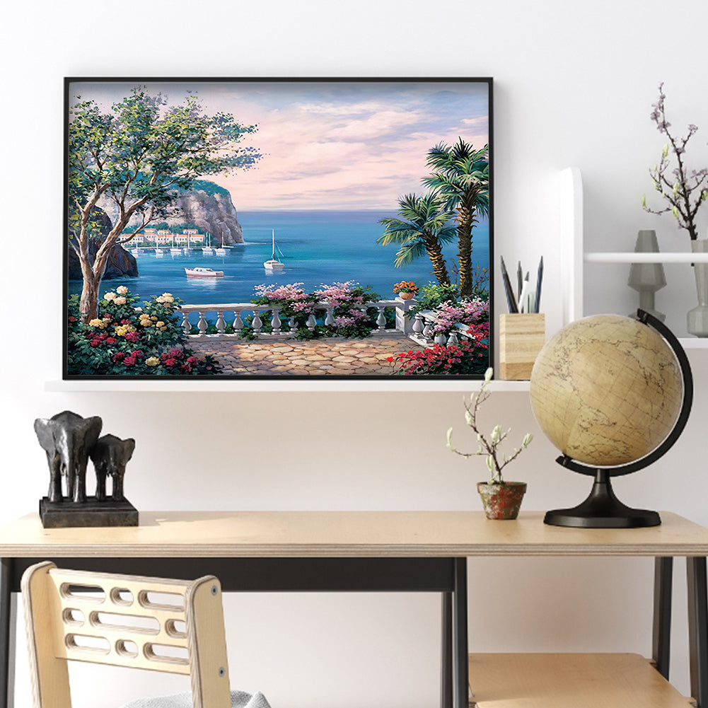 Seaside Garden - Full Round Drill Diamond Painting 50*40CM