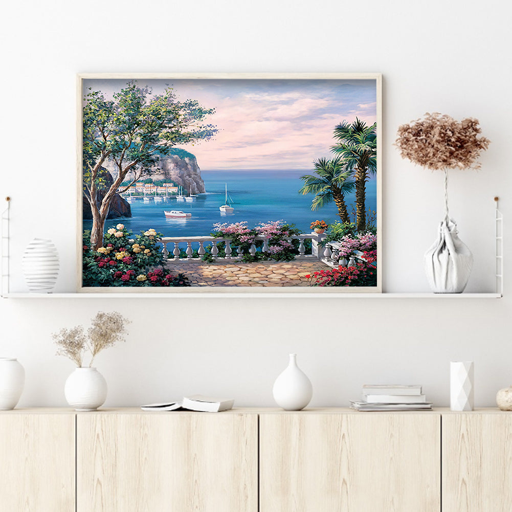 Seaside Garden - Full Round Drill Diamond Painting 50*40CM