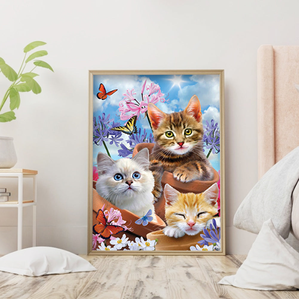 Cat - Full Round Drill Diamond Painting 30*40CM