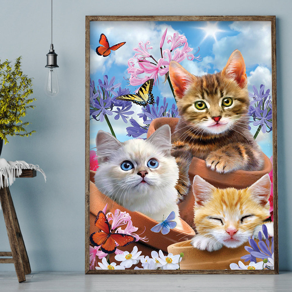 Cat - Full Round Drill Diamond Painting 30*40CM