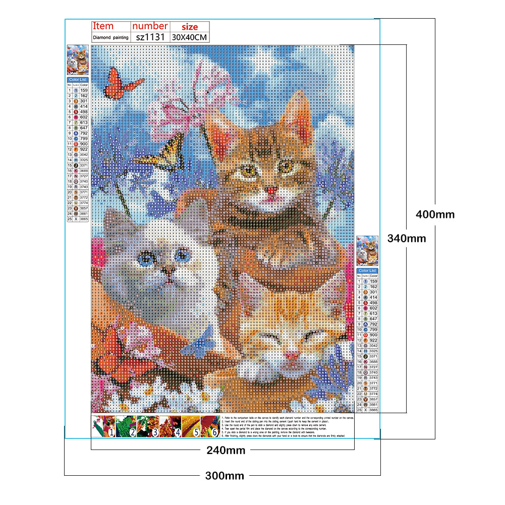 Cat - Full Round Drill Diamond Painting 30*40CM