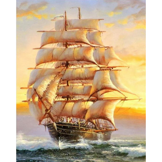 Sailing Ship - Full Round Drill Diamond Painting 40*50CM
