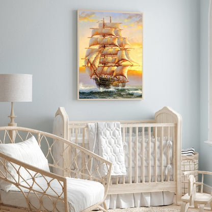 Sailing Ship - Full Round Drill Diamond Painting 40*50CM