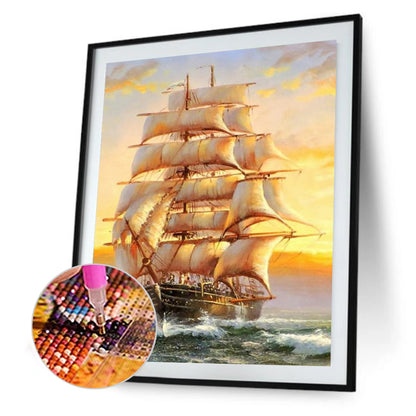 Sailing Ship - Full Round Drill Diamond Painting 40*50CM