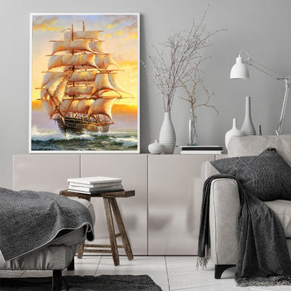 Sailing Ship - Full Round Drill Diamond Painting 40*50CM
