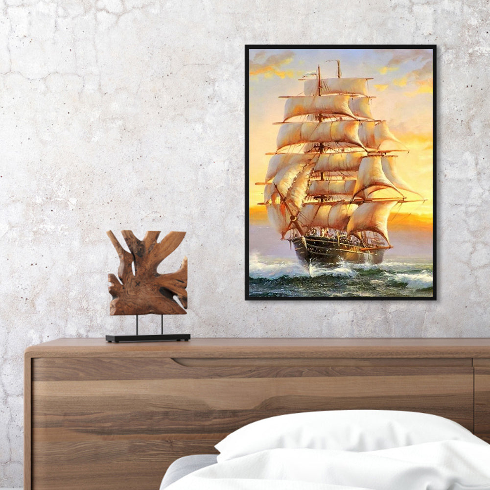 Sailing Ship - Full Round Drill Diamond Painting 40*50CM