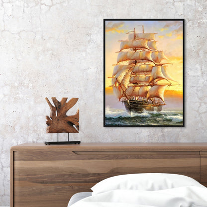 Sailing Ship - Full Round Drill Diamond Painting 40*50CM