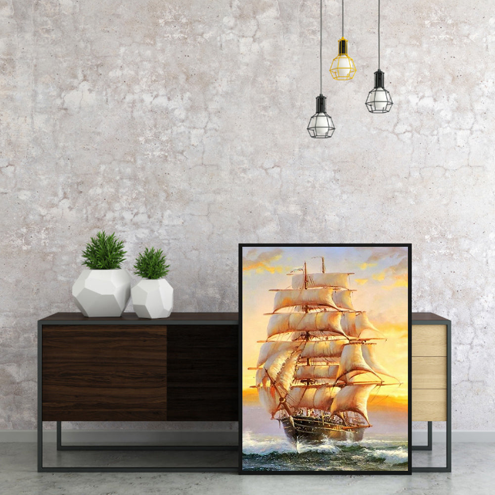 Sailing Ship - Full Round Drill Diamond Painting 40*50CM