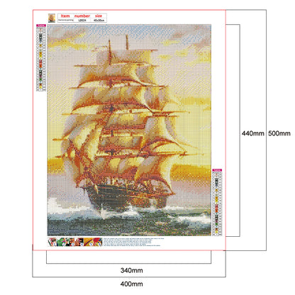 Sailing Ship - Full Round Drill Diamond Painting 40*50CM