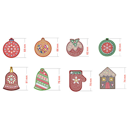 8pcs Christmas Tree Pendant Kit DIY Full Special Shaped Diamond Painting