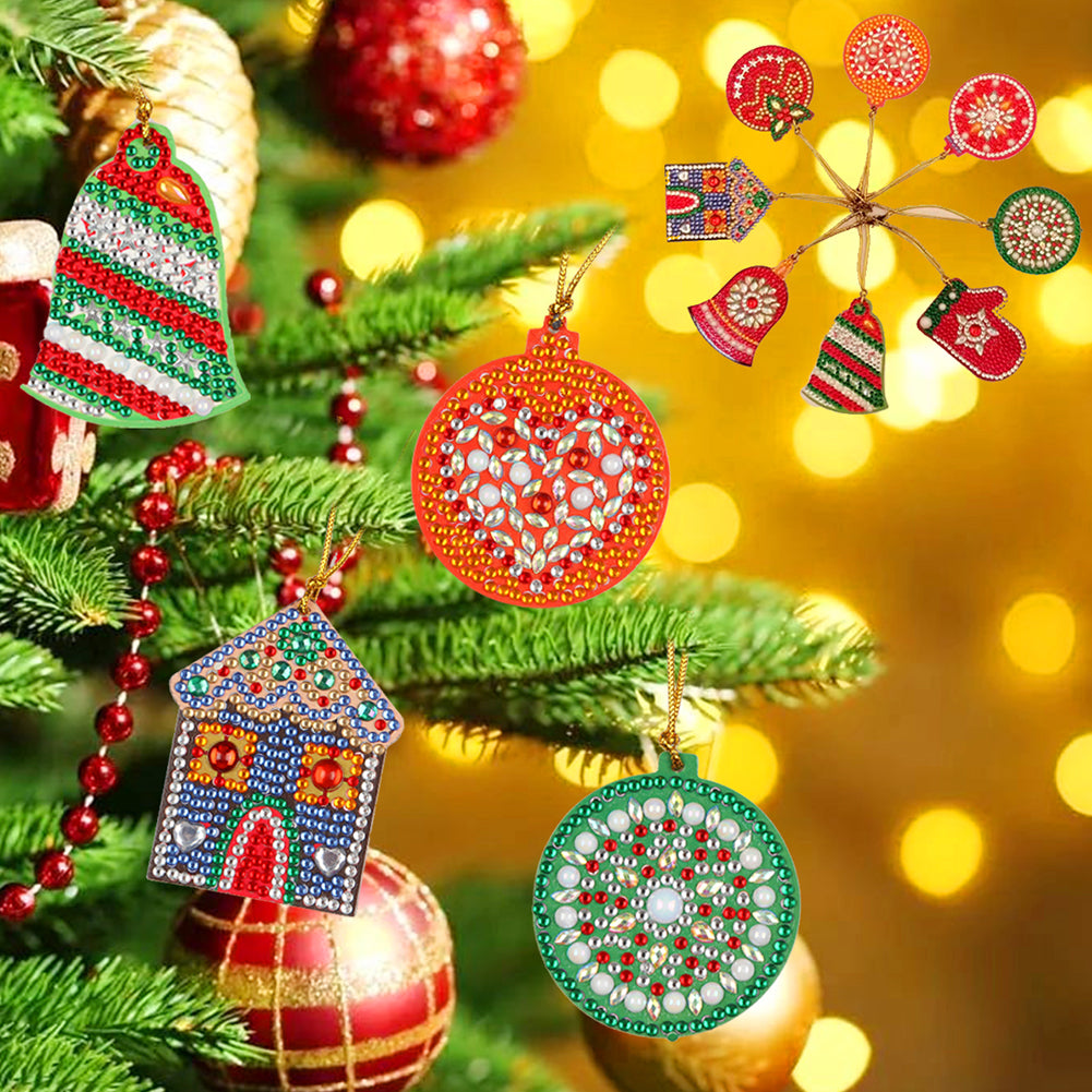 8pcs Christmas Tree Pendant Kit DIY Full Special Shaped Diamond Painting