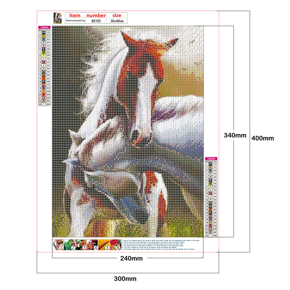 Two Horses - Full Round Drill Diamond Painting 30*40CM