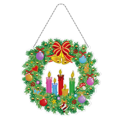 5D DIY Special Shaped Diamond Painting Christmas Wreath Kit w/ Lamp String