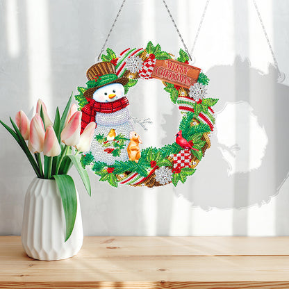 5D DIY Special Shaped Diamond Painting Christmas Wreath Kit w/ Lamp String