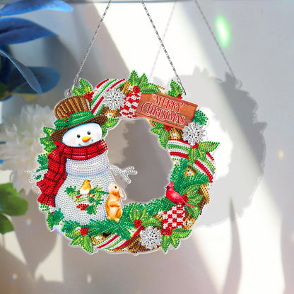 5D DIY Special Shaped Diamond Painting Christmas Wreath Kit w/ Lamp String