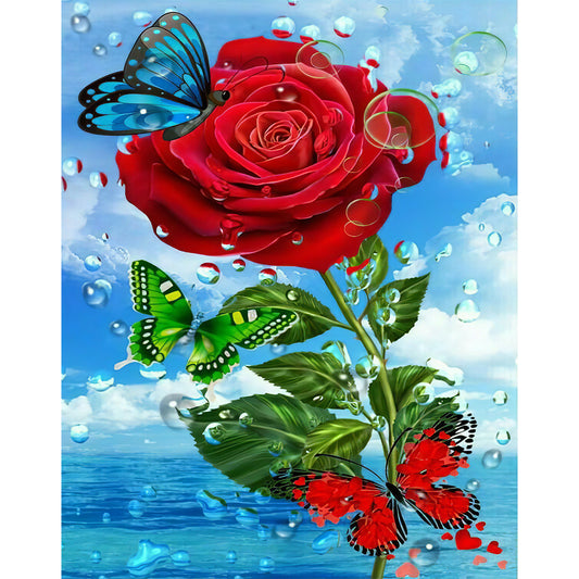 Butterfly Rose - Full Round Drill Diamond Painting 30*40CM