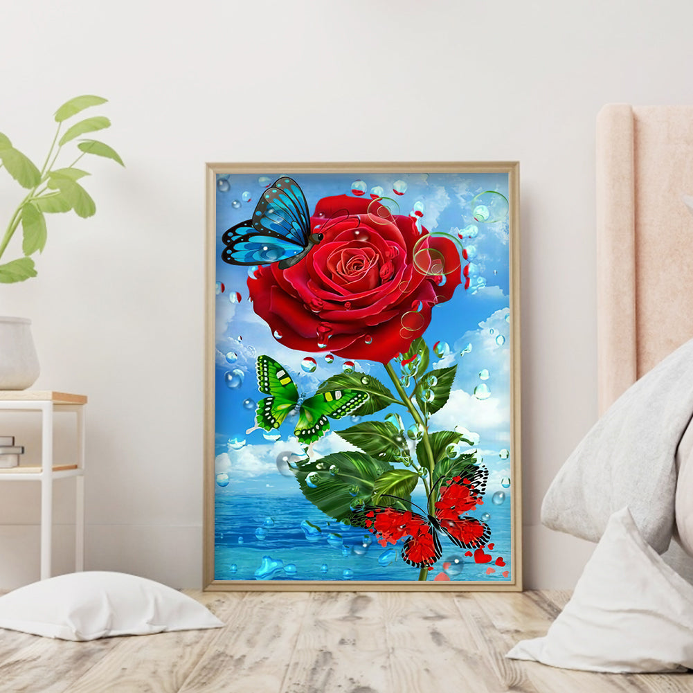 Butterfly Rose - Full Round Drill Diamond Painting 30*40CM