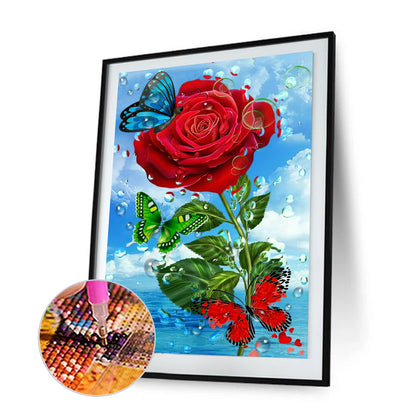 Butterfly Rose - Full Round Drill Diamond Painting 30*40CM