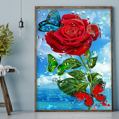 Butterfly Rose - Full Round Drill Diamond Painting 30*40CM