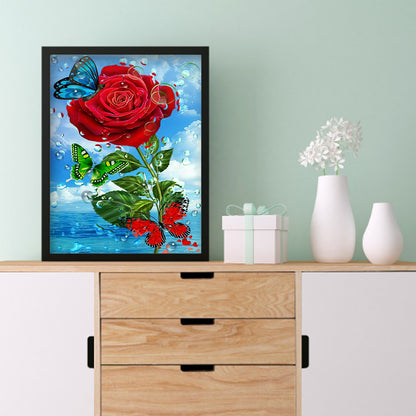 Butterfly Rose - Full Round Drill Diamond Painting 30*40CM