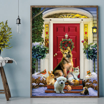 Christmas Dog - Full Round Drill Diamond Painting 30*40CM