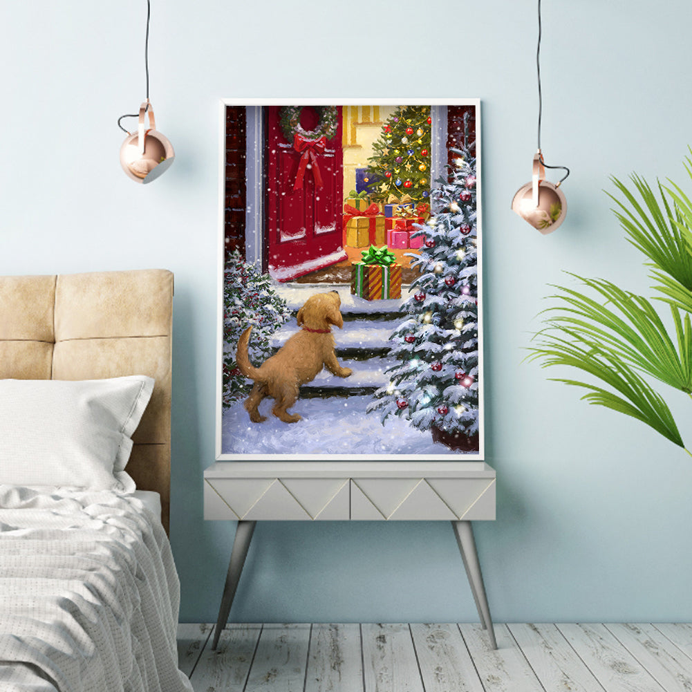 Christmas Dog - Full Round Drill Diamond Painting 30*40CM