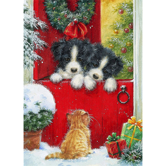 Christmas Dog - Full Round Drill Diamond Painting 30*40CM